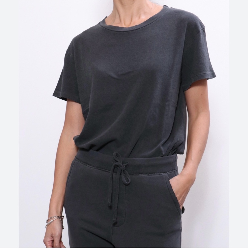 Nili Lotan 100% cotton distressed Brady Tee in Gunmetal NEW